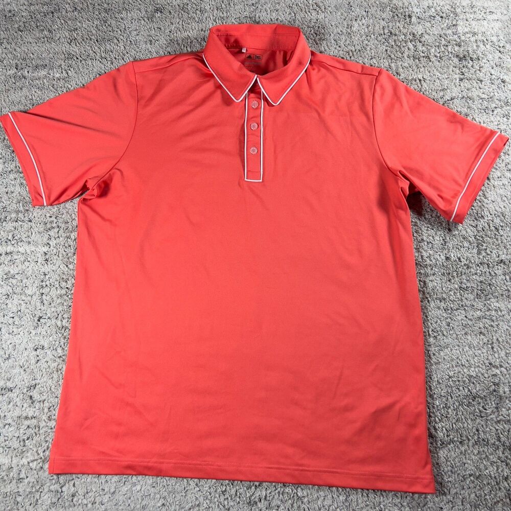 adidas Golf Puremotion Men's L Red Stretch Performance Polo Shirt White Trim